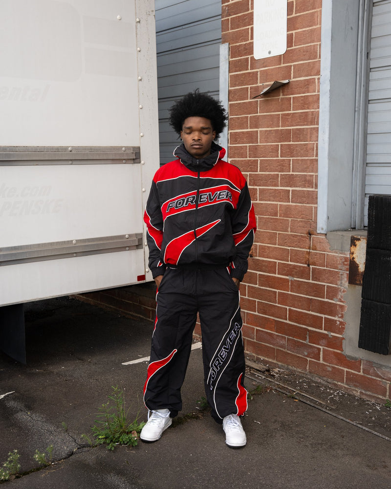 Forever Windbreaker Set Red & Black