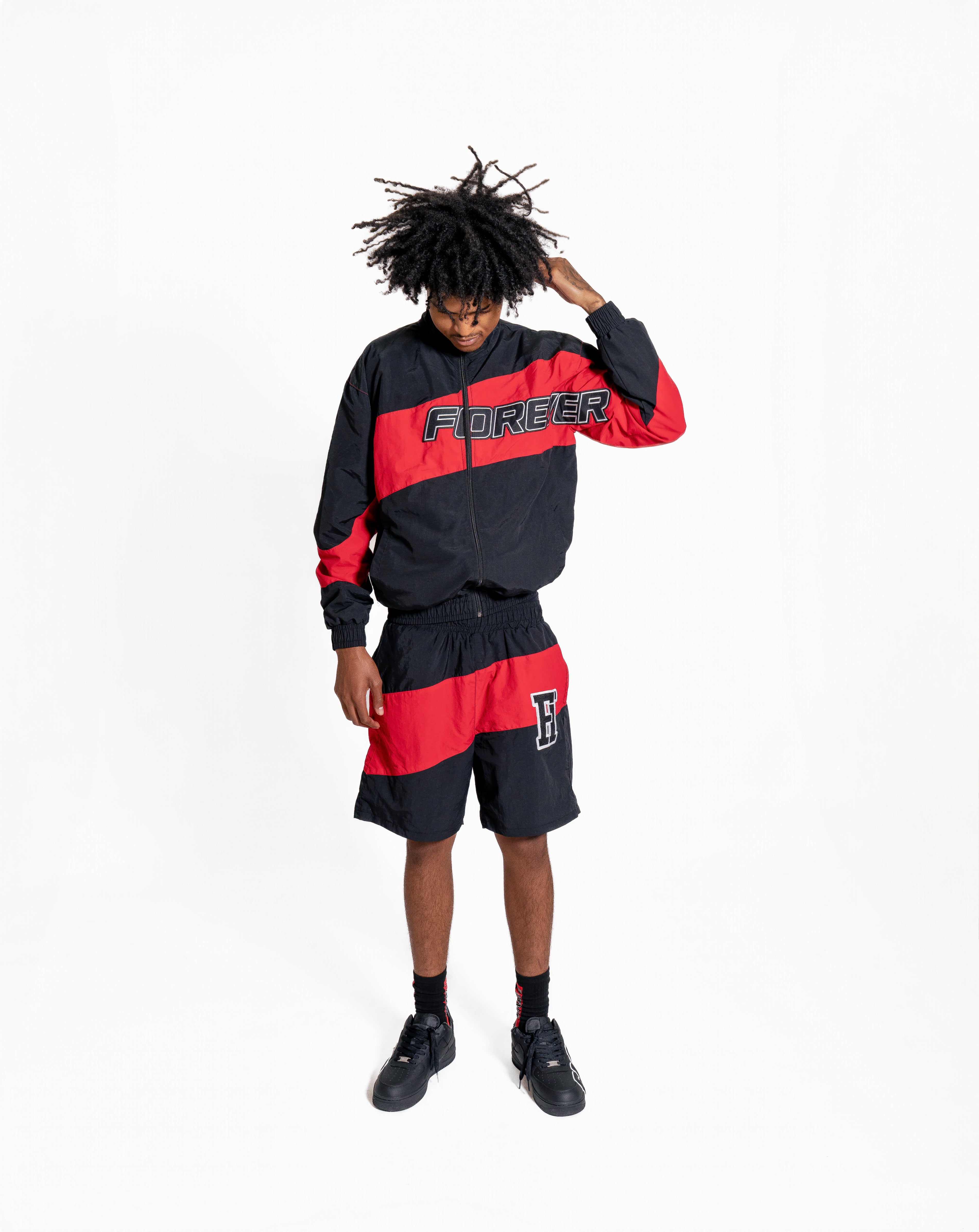Forever Windbreaker Short Set Red