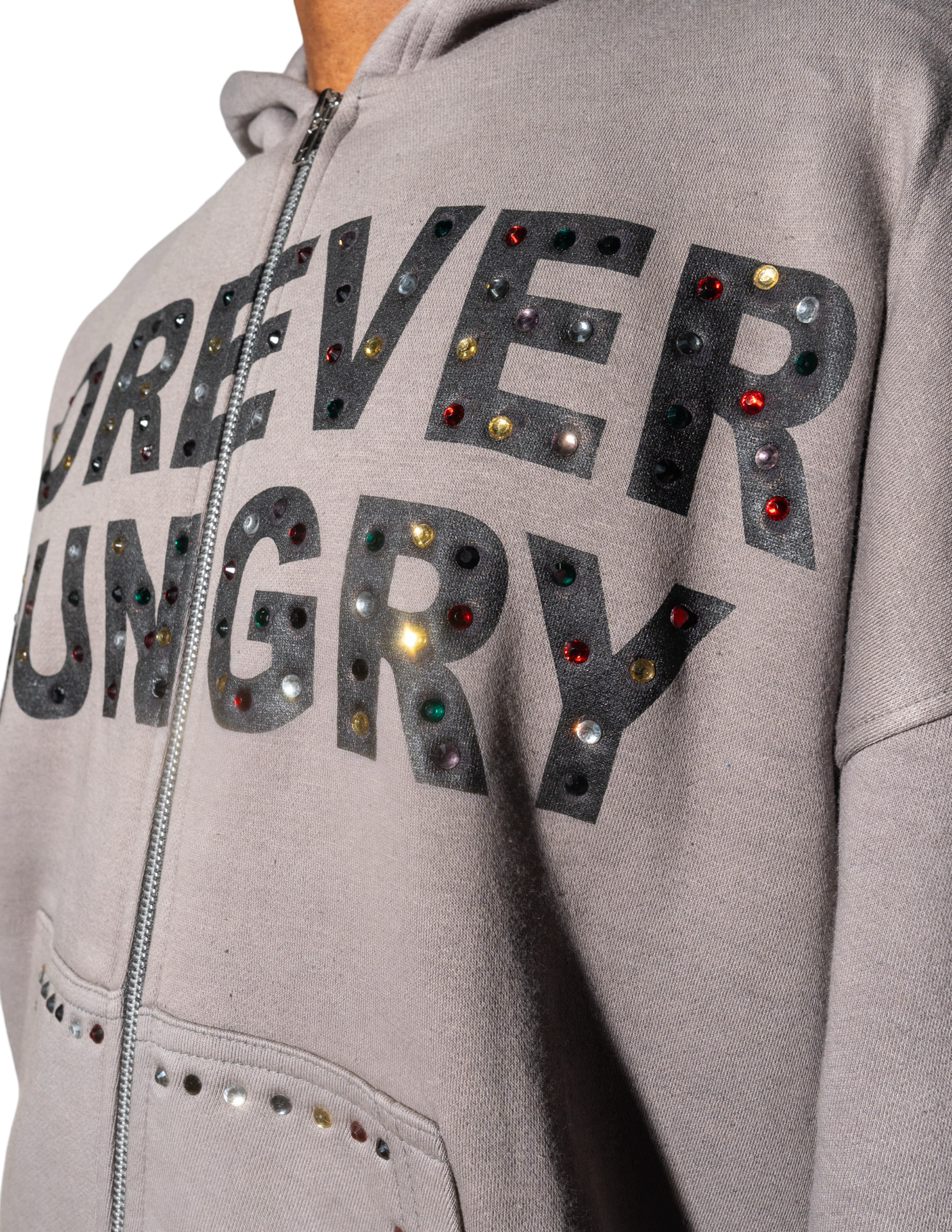 RHINESTONE JACKET GREY