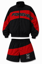 Forever Windbreaker Short Set Red