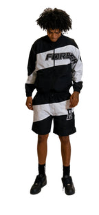 Windbreaker Short Set White & Black