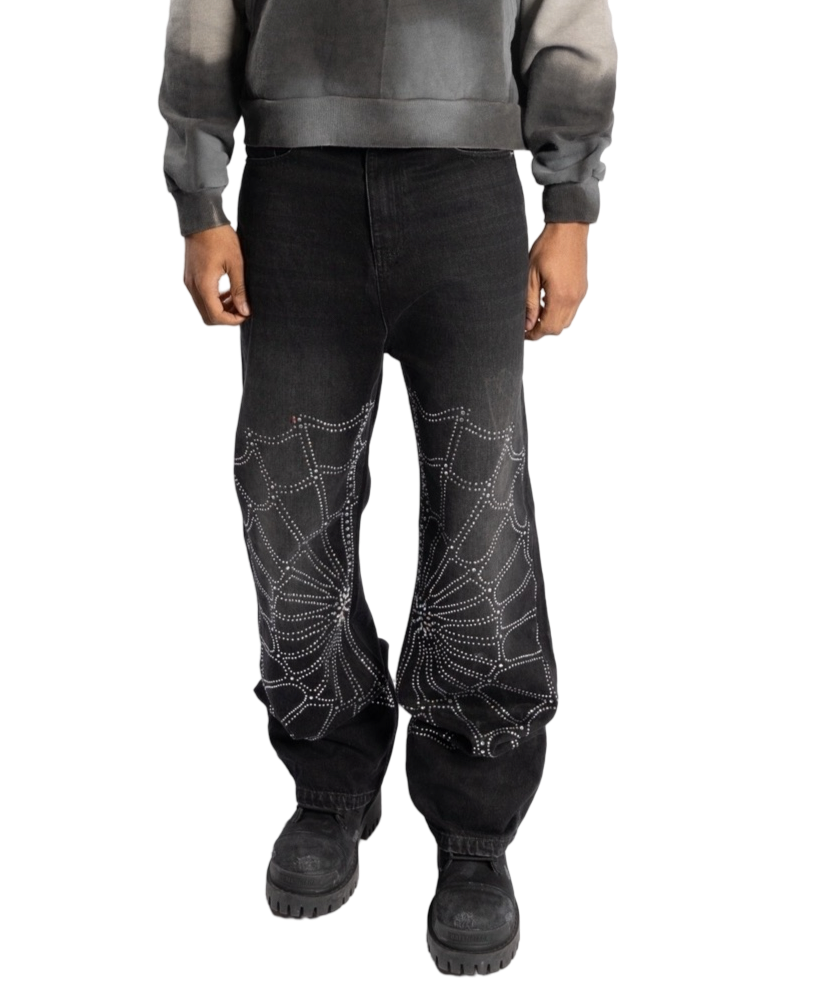 Spiderweb Denim Baggy Black