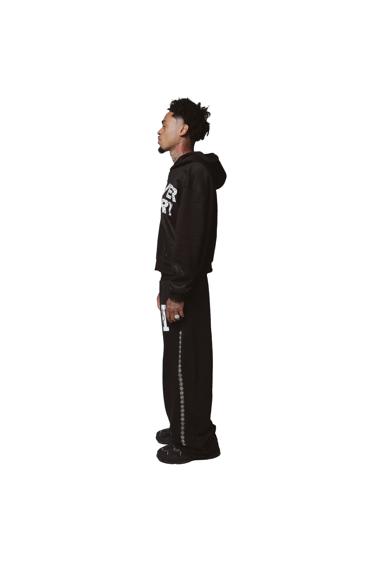 RHINESTONE BAGGY SWEATS BLACK