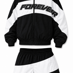 Windbreaker Short Set White & Black view 4