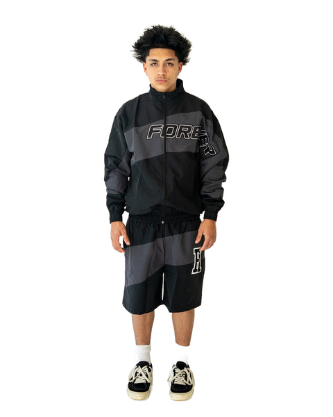 Windbreaker Short Set Black & Black