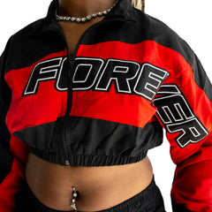 Windbreaker Short Set Womens Red & Black view 2