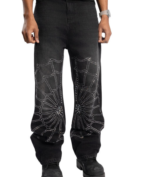Spiderweb Denim Baggy Black