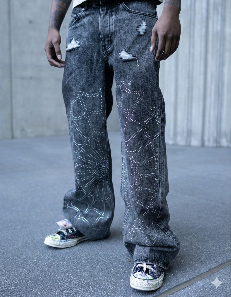 SpiderWeb Rhinestone Jeans