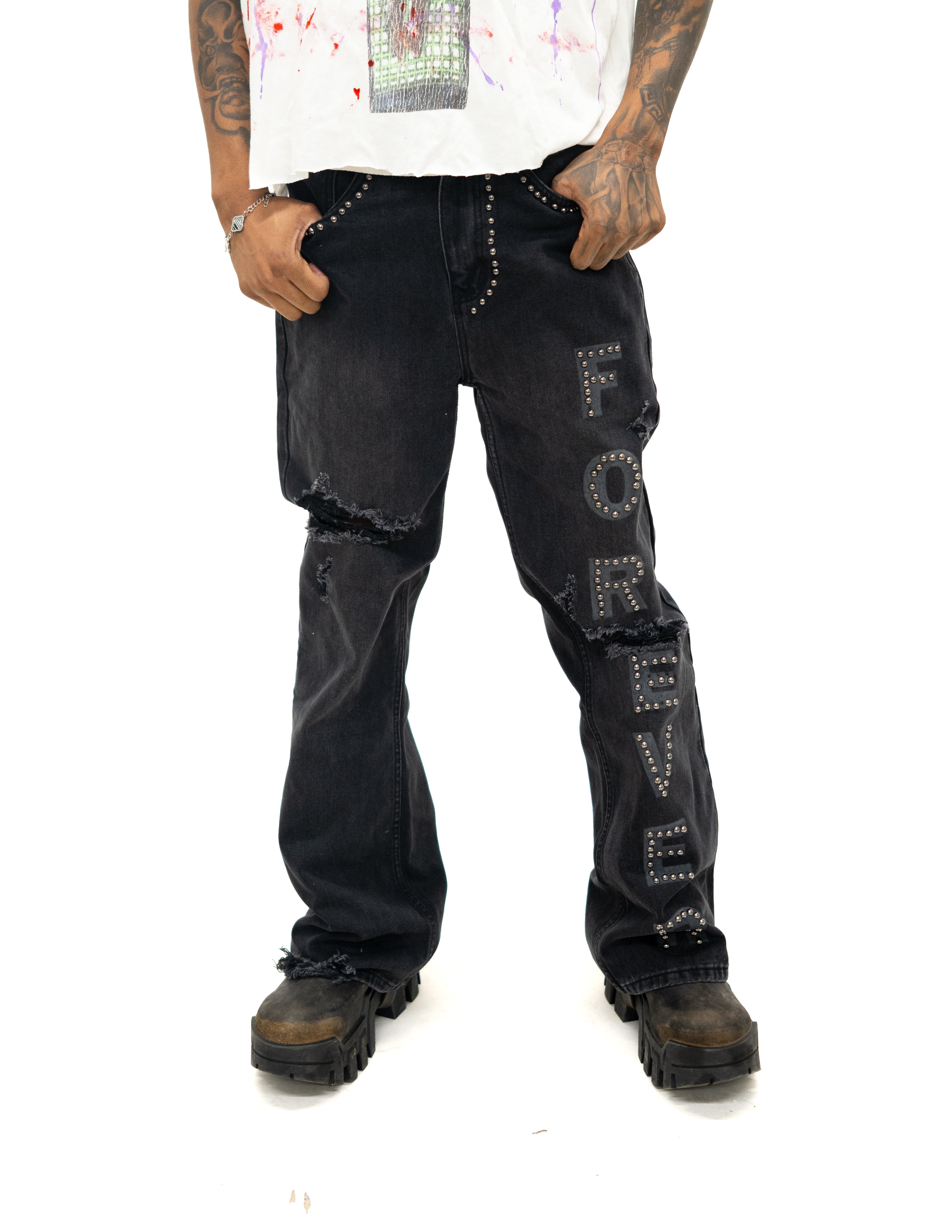 Forever Flared Jeans Dark Black