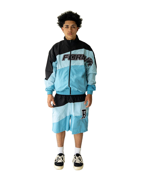 Windbreaker Short Set Blue & Black
